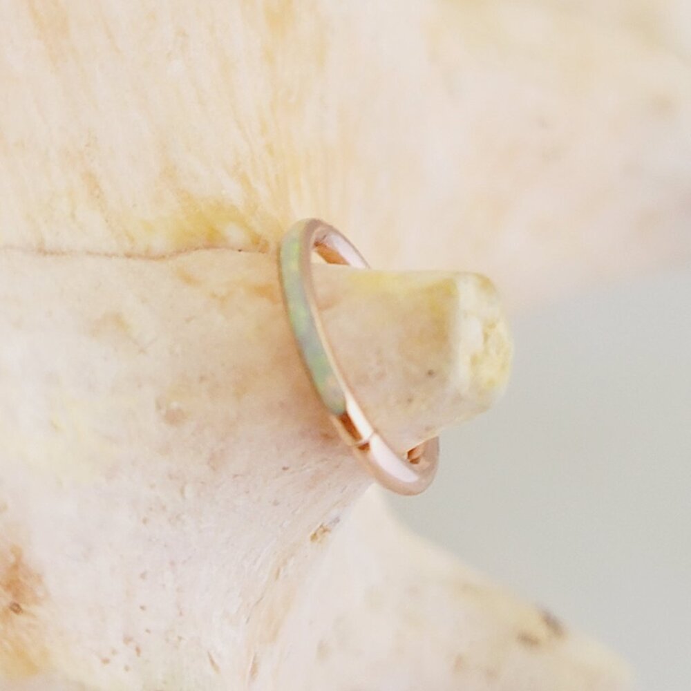 16G Rose gold with White Opal lined Hinged Segment Ring NEW WITH TAGS